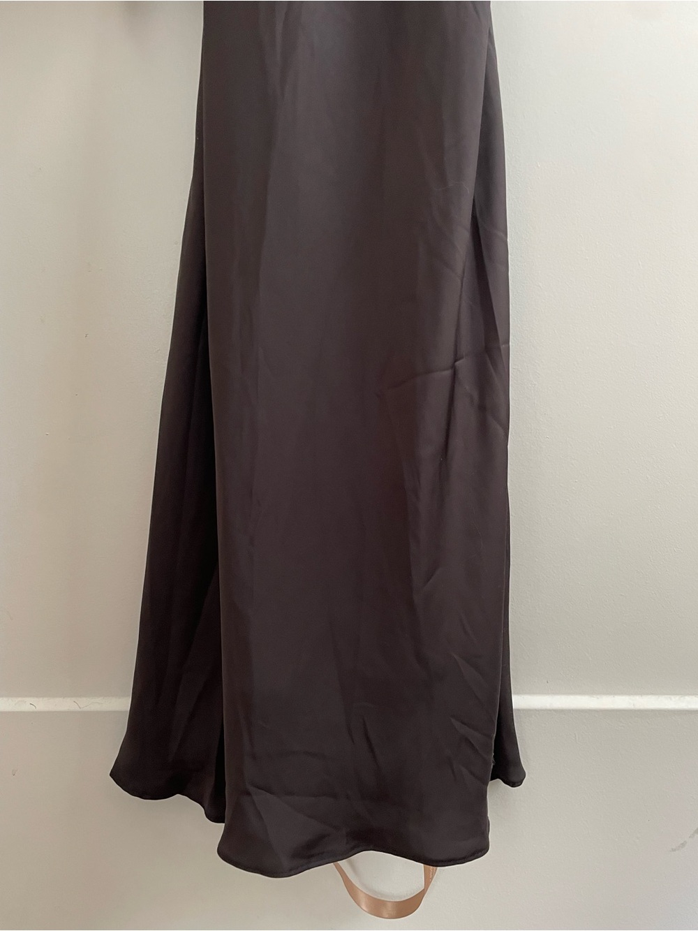 NWT Meshki Rinna Satin Halter Maxi Dress in Black w/ Feather Boa - Picture 4 of 12